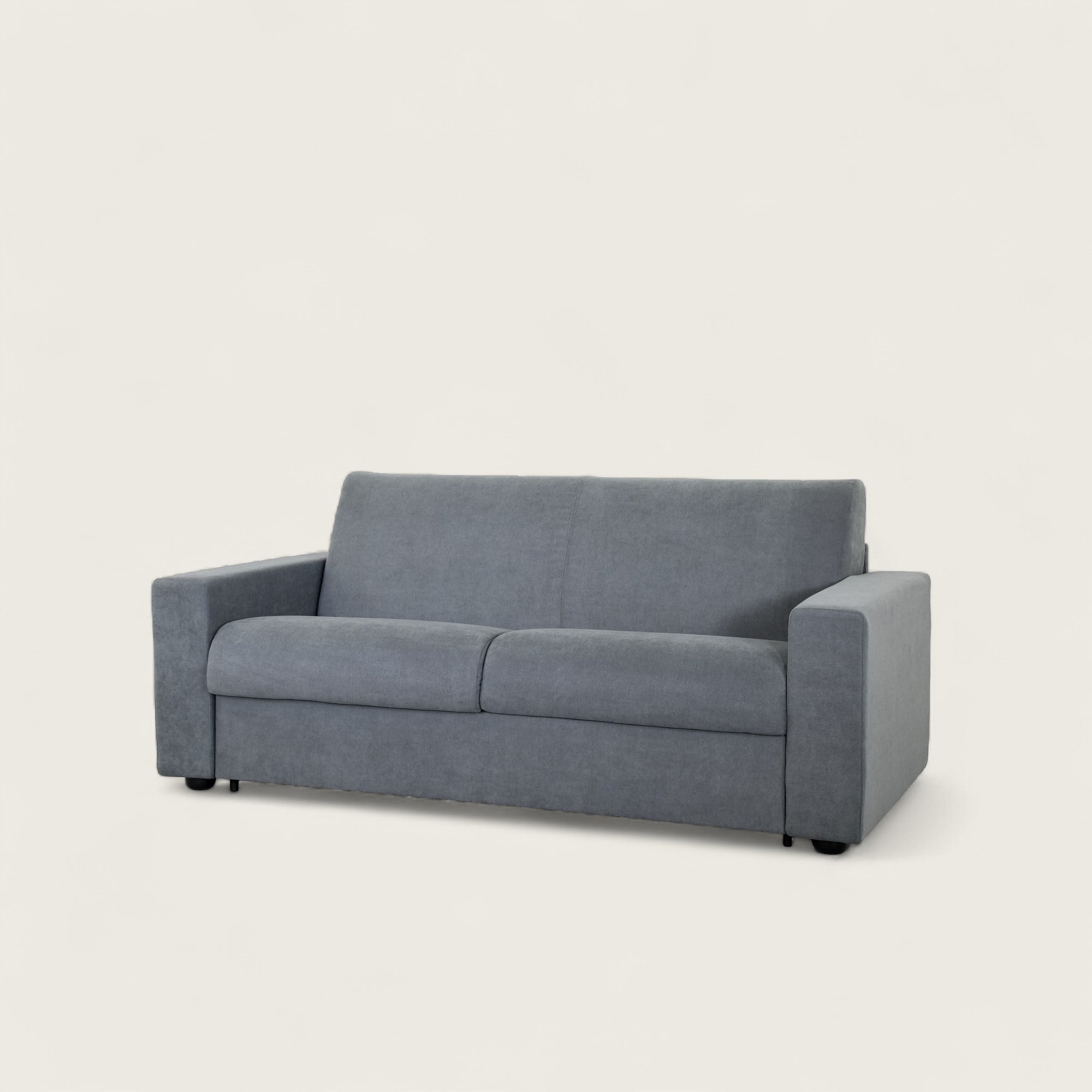 Il divano letto trasformabile in tessuto grigio con materasso integrato. Design moderno, materasso confortevole 140x190 cm e tessuto resistente. Perfetto per ogni ambiente.