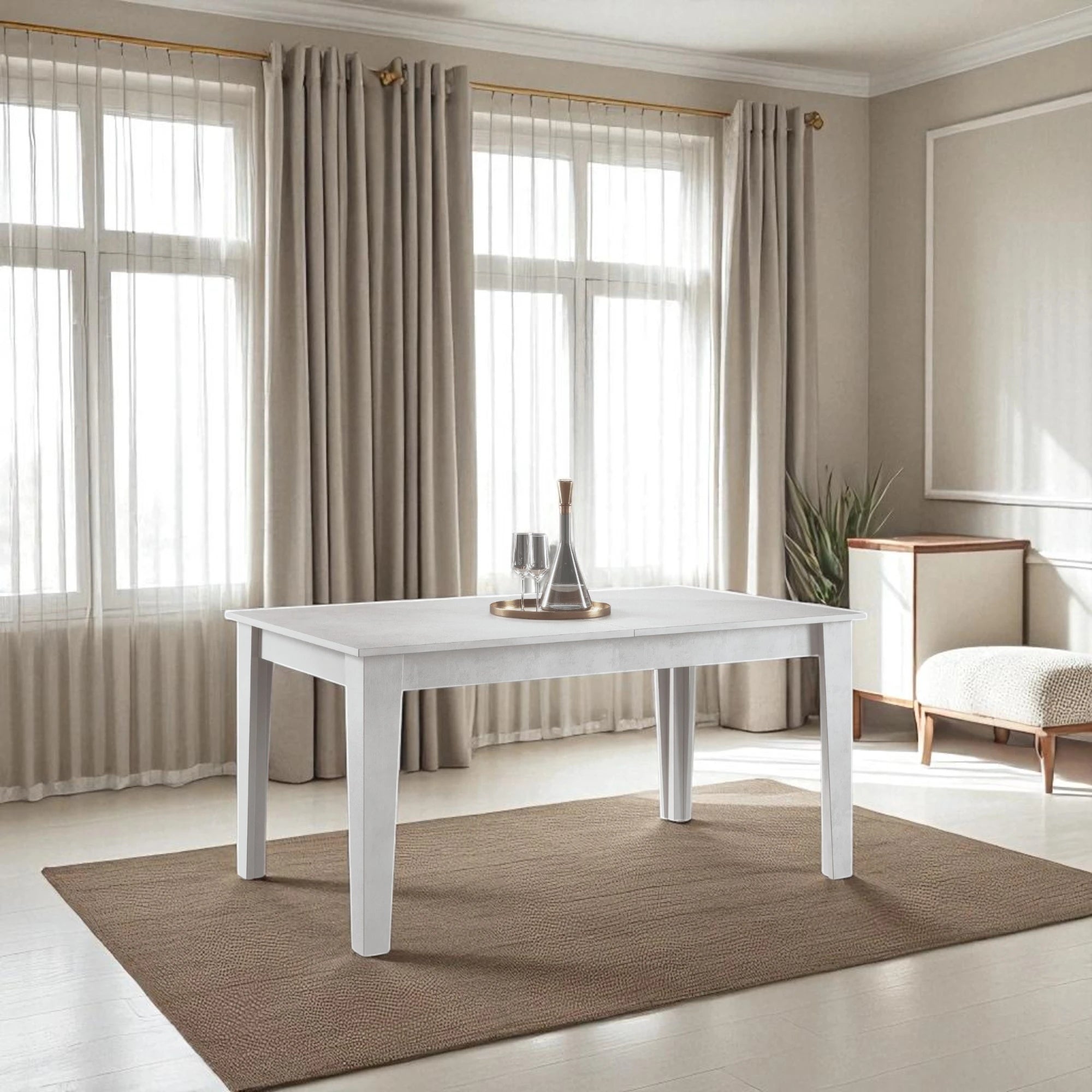 Tavolo allungabile bianco moderno 130 cm estensibile fino a 290 cm per soggiorno o sala da pranzo