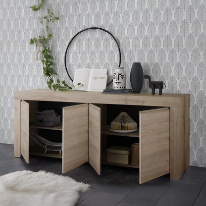 Mobile contenitore moderno con 4 ante e 2 ripiani interni in colore cadiz, mobile contenitore elegante per soggiorno