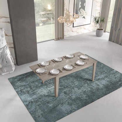 Tavolo allungabile in melaminico resistente, colore olmo, aperto con allunga integrata da 40 cm. Disponibile in due finiture, ideale per soggiorno, cucina o sala da pranzo.